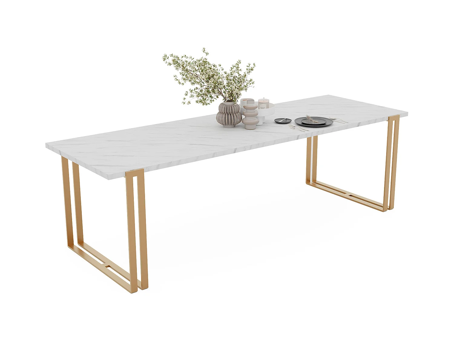 Table extensible marbre bianco, 160x220