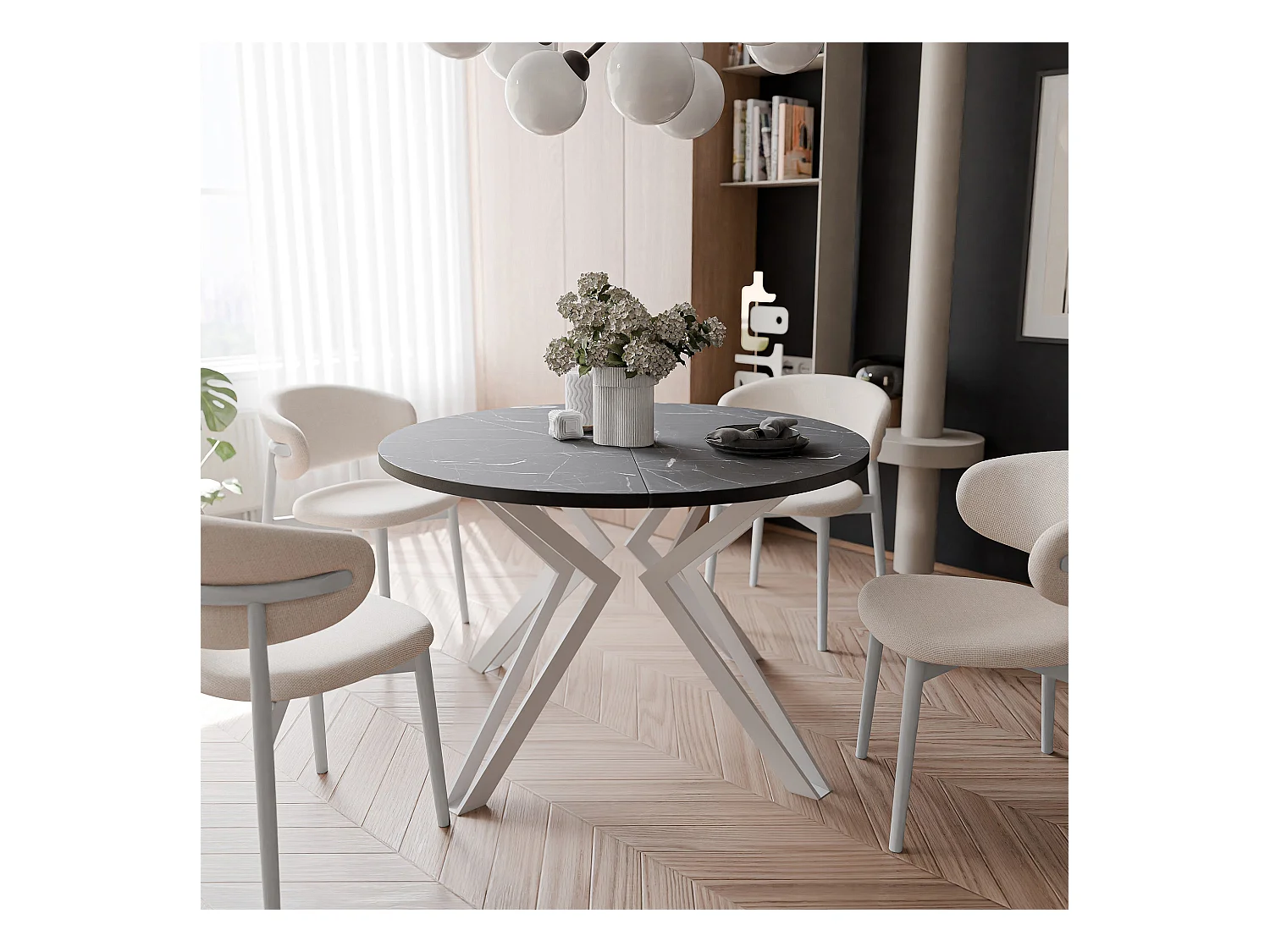 Table extensible grigia pietra