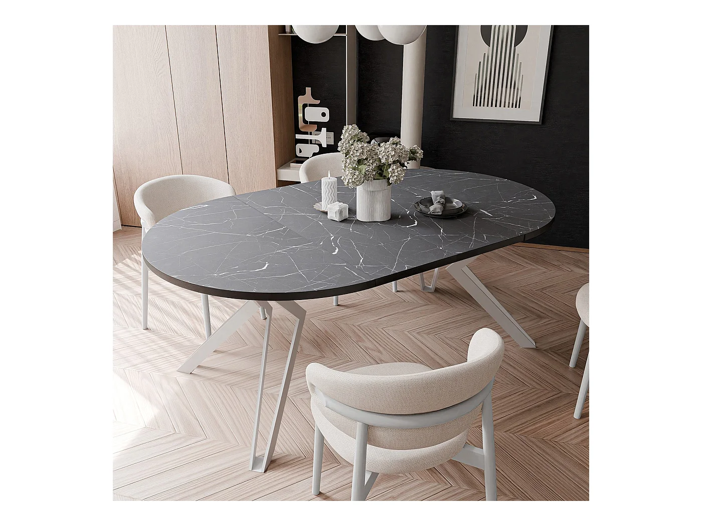 Table extensible grigia pietra