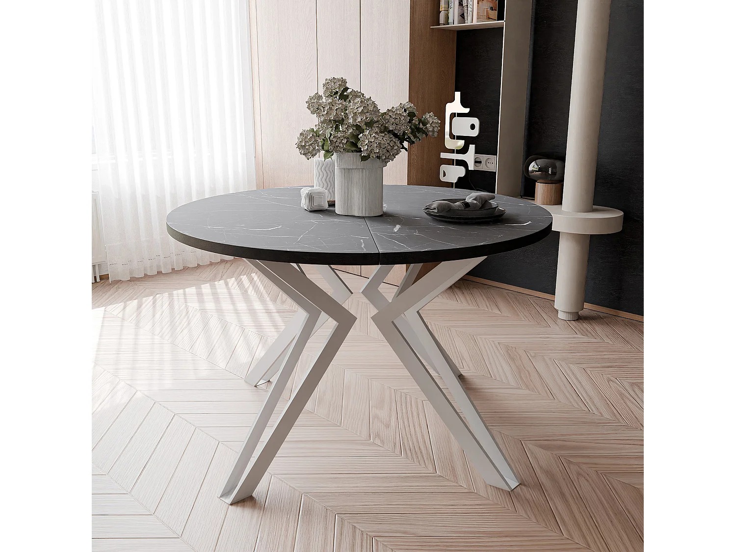 Table extensible grigia pietra