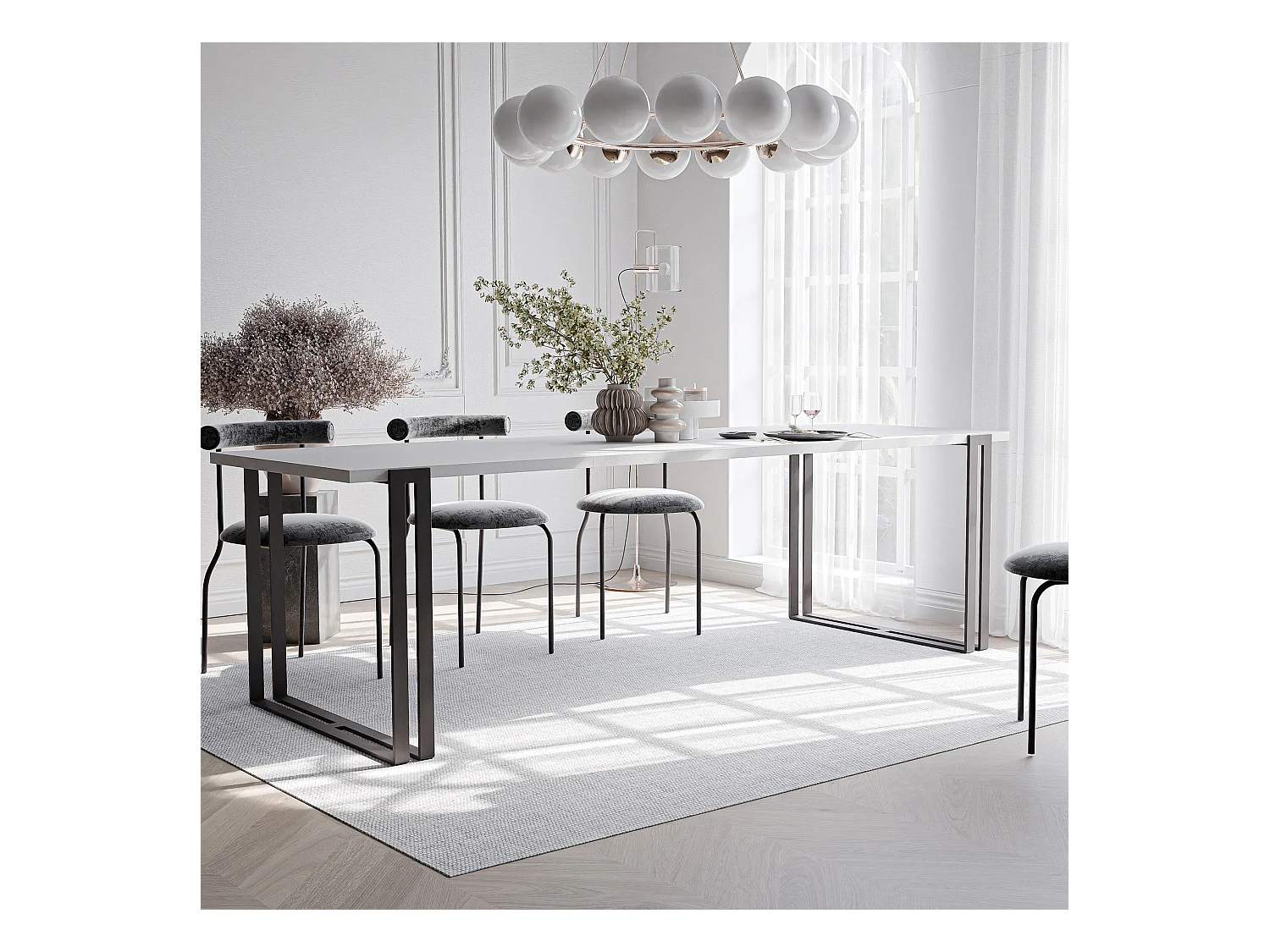 Table extensible blanc, 120x220