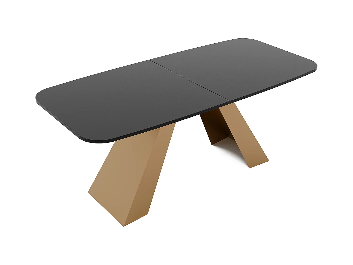 Table à manger extensible 180/218 en MDF, pieds en métal doré, molet noir