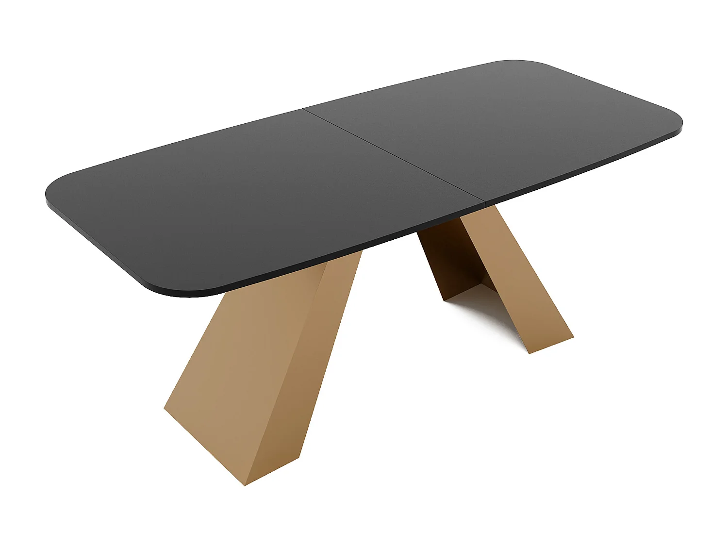 Table à manger extensible 180/218 en MDF, pieds en métal doré, molet noir