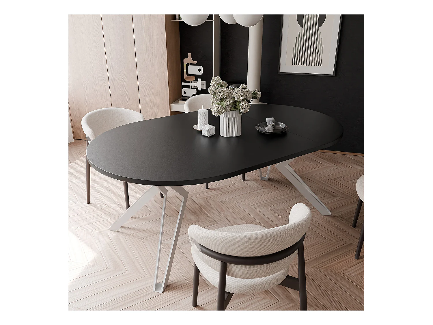 Table extensible molet noir