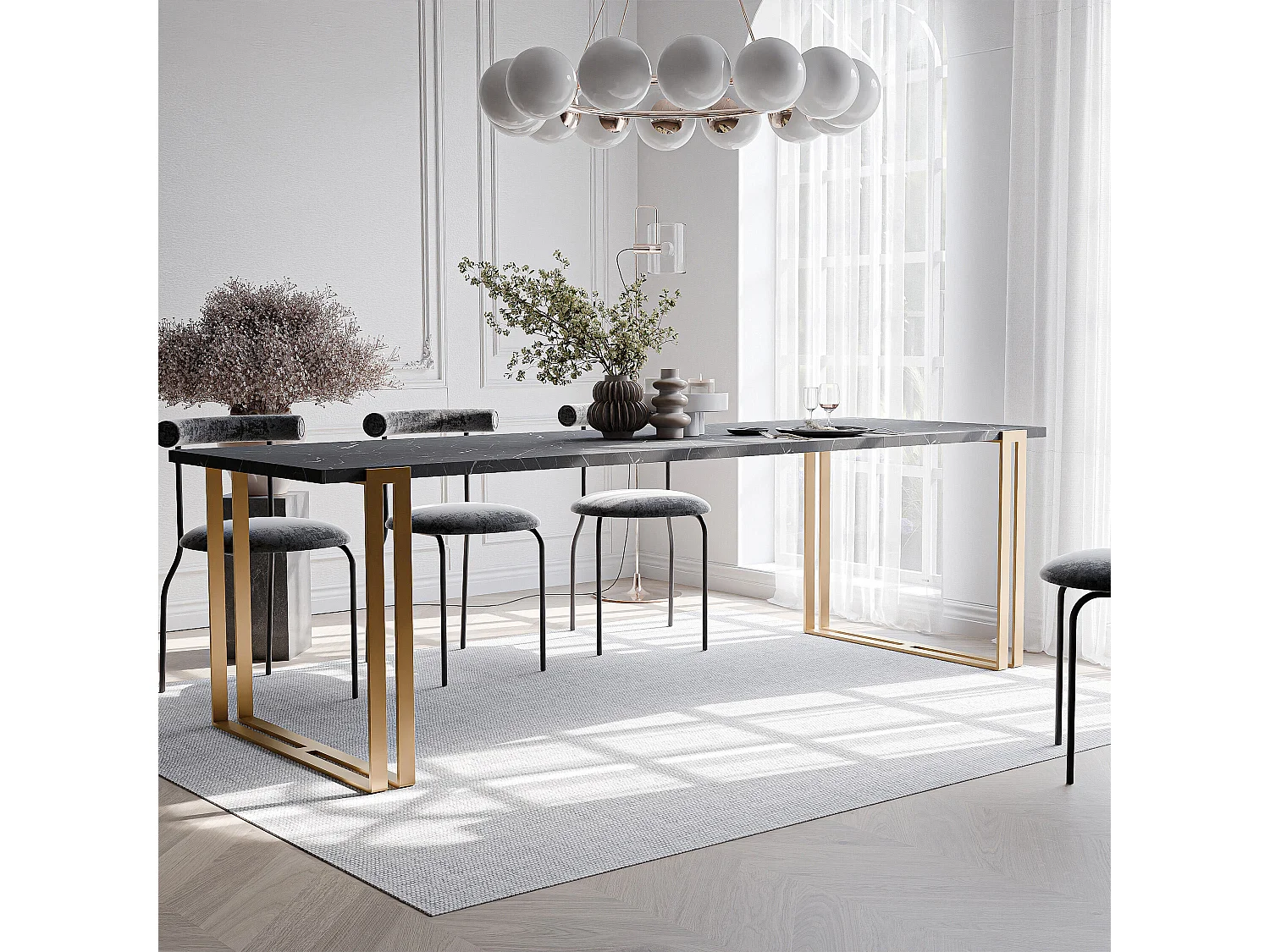 Table extensible grigia pietra, 140x220