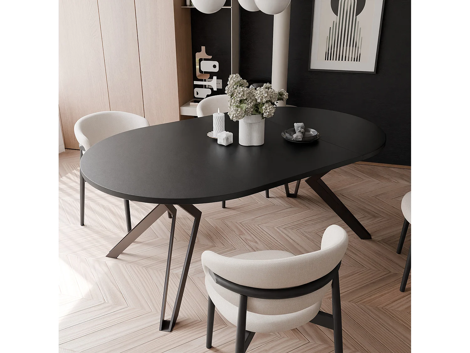 Table extensible molet noir