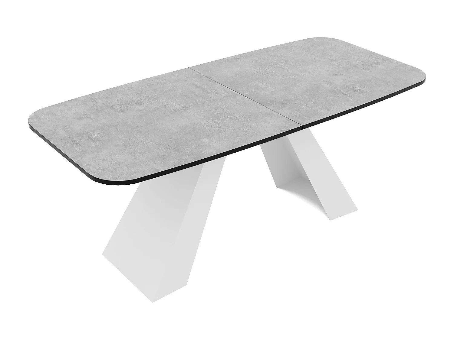 Table à manger extensible 160/198 en MDF, pieds en métal blanc, bellato gris