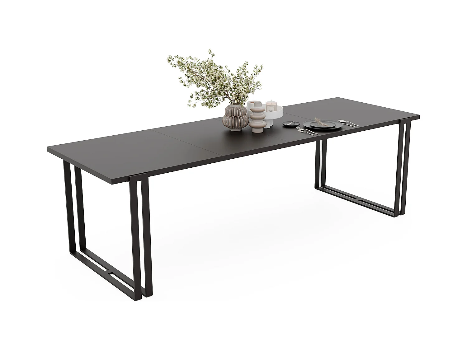 Table extensible molet noir, 140x220