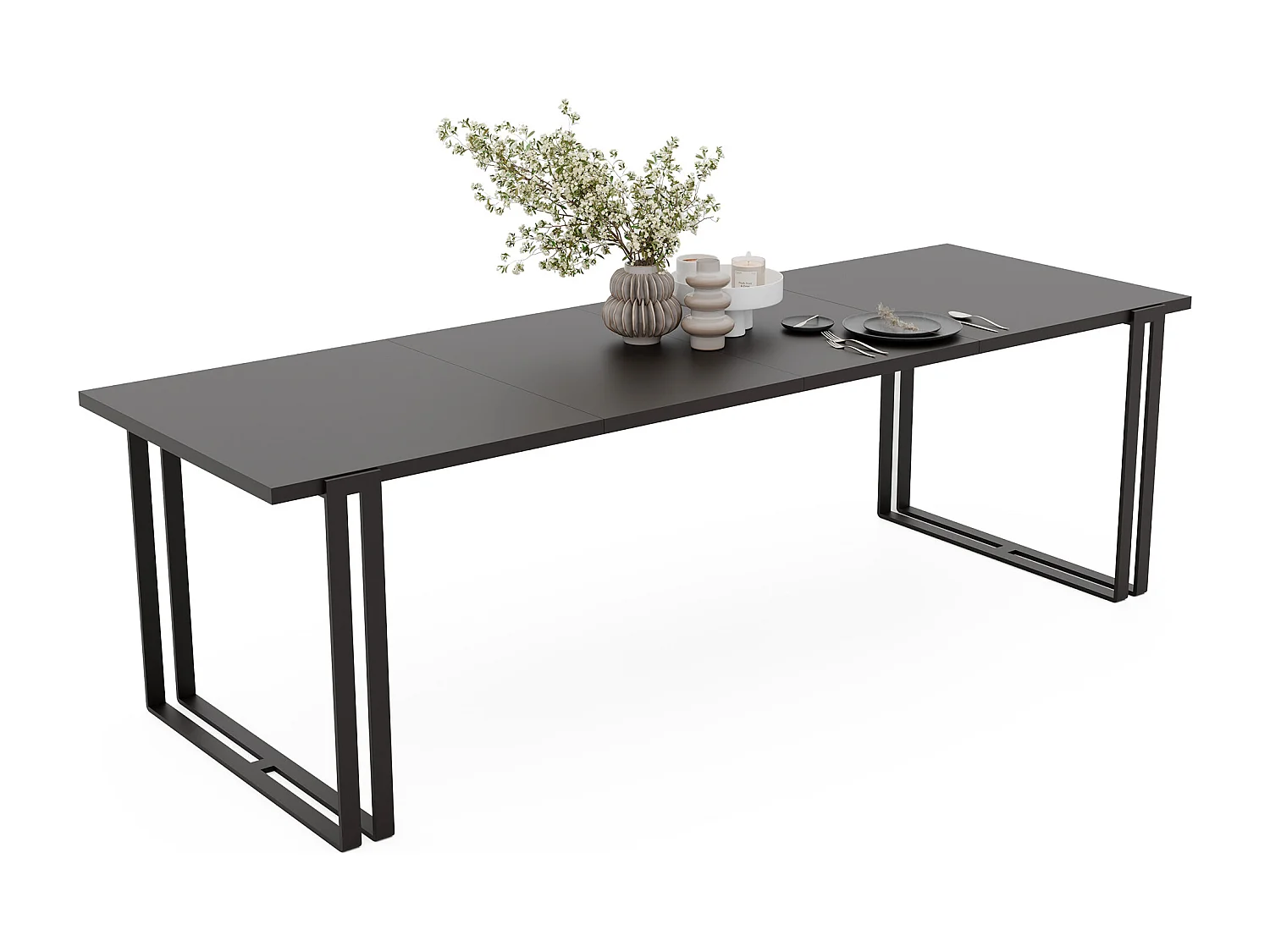 Table extensible molet noir, 140x220