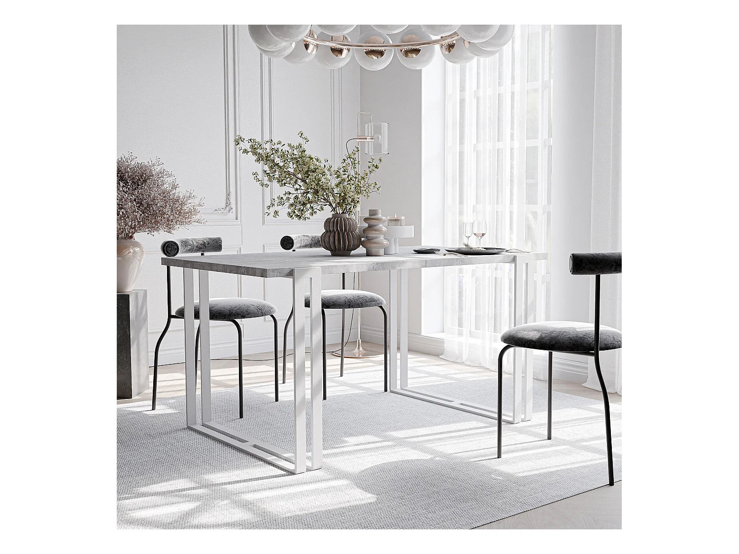 Table extensible bellato gris, 120x220