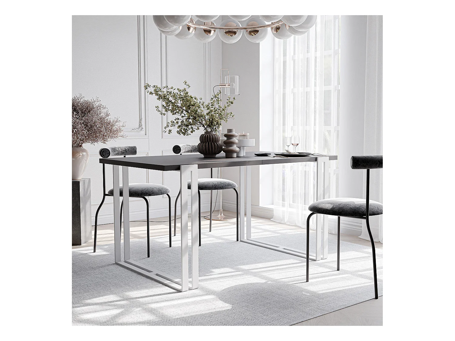 Table extensible molet noir, 160x220