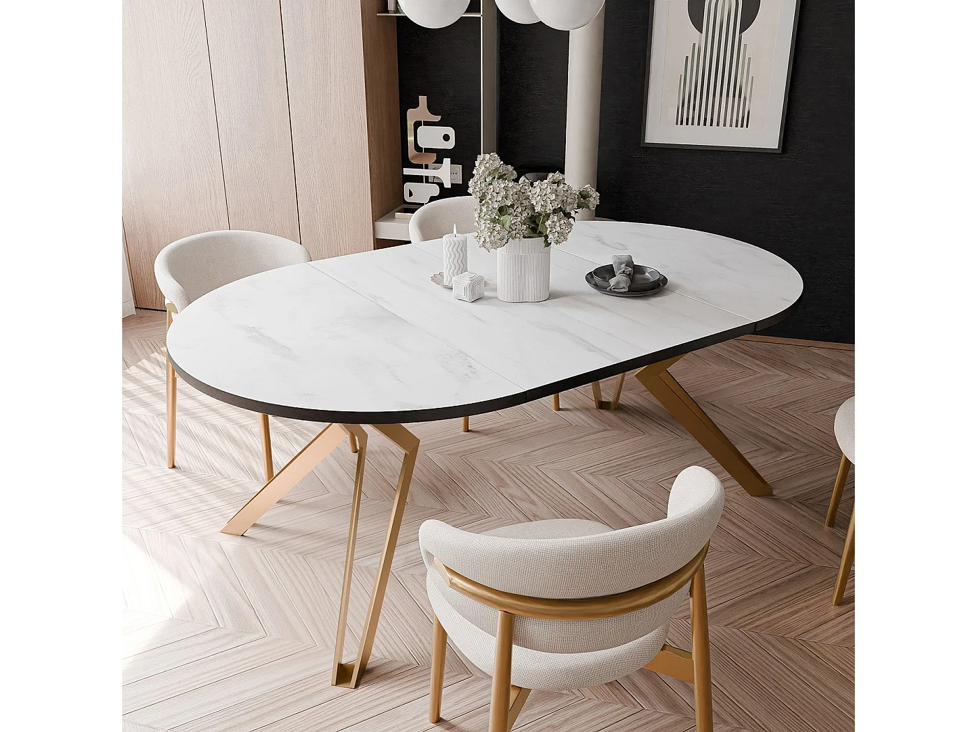 Table extensible marbre bianco
