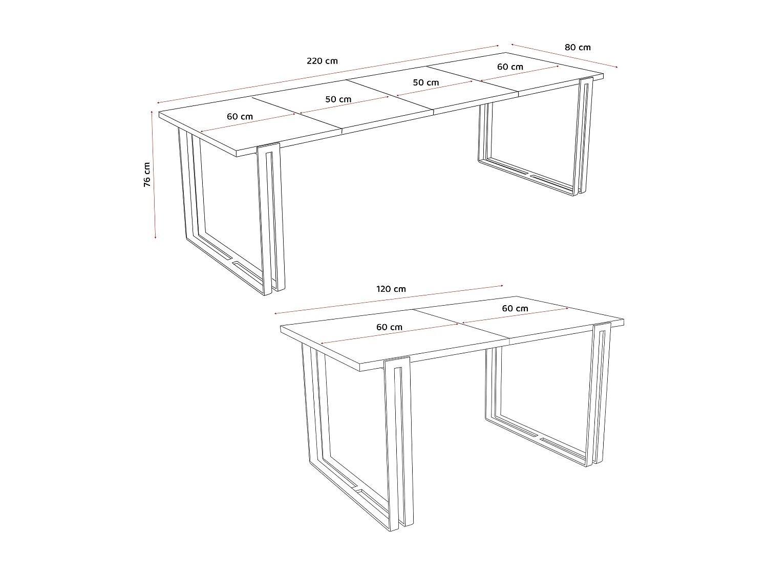 Table extensible bellato gris, 120x220