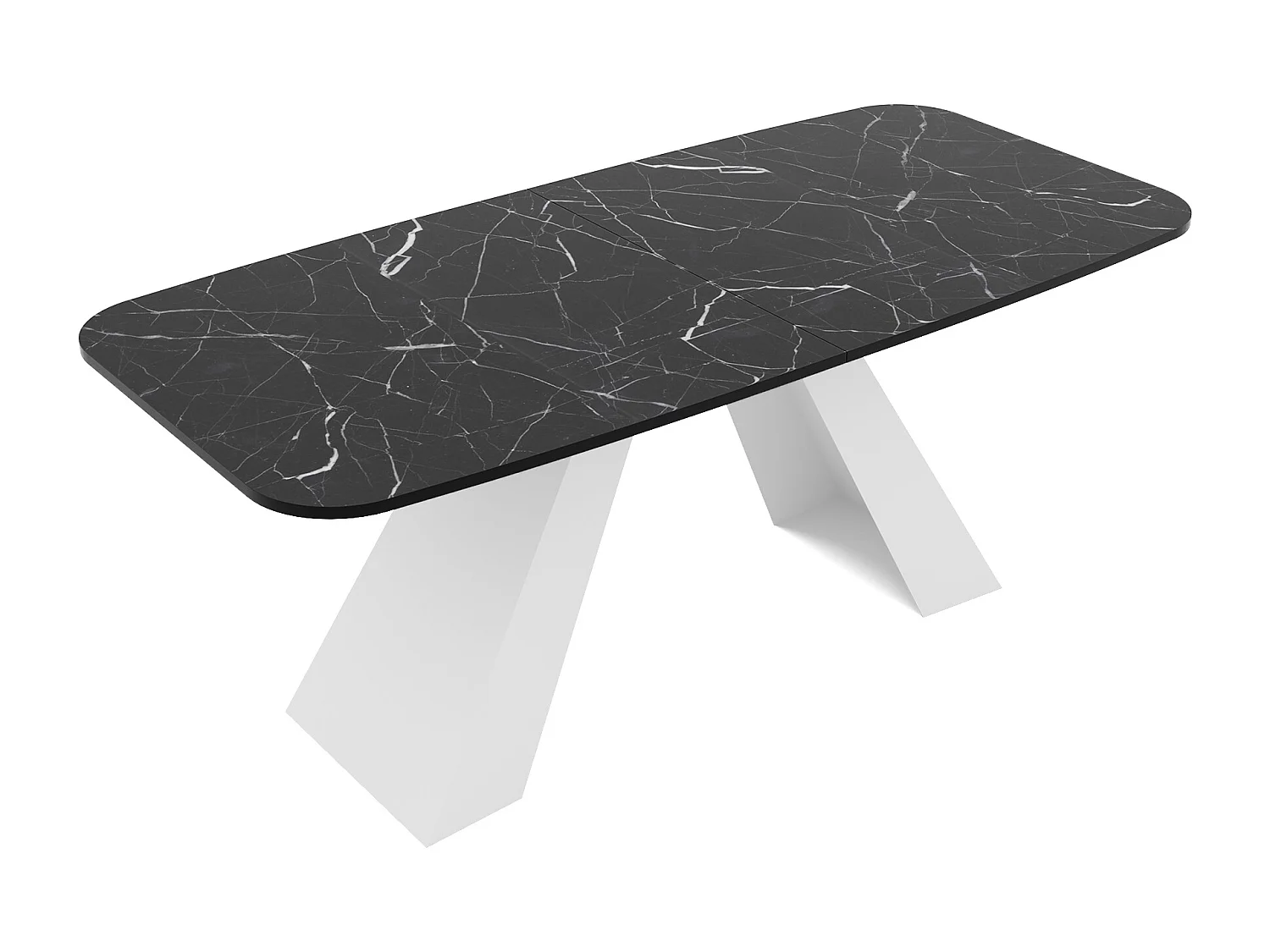 Table à manger extensible 180/218 en MDF, pieds en métal blanc, grigia pietra