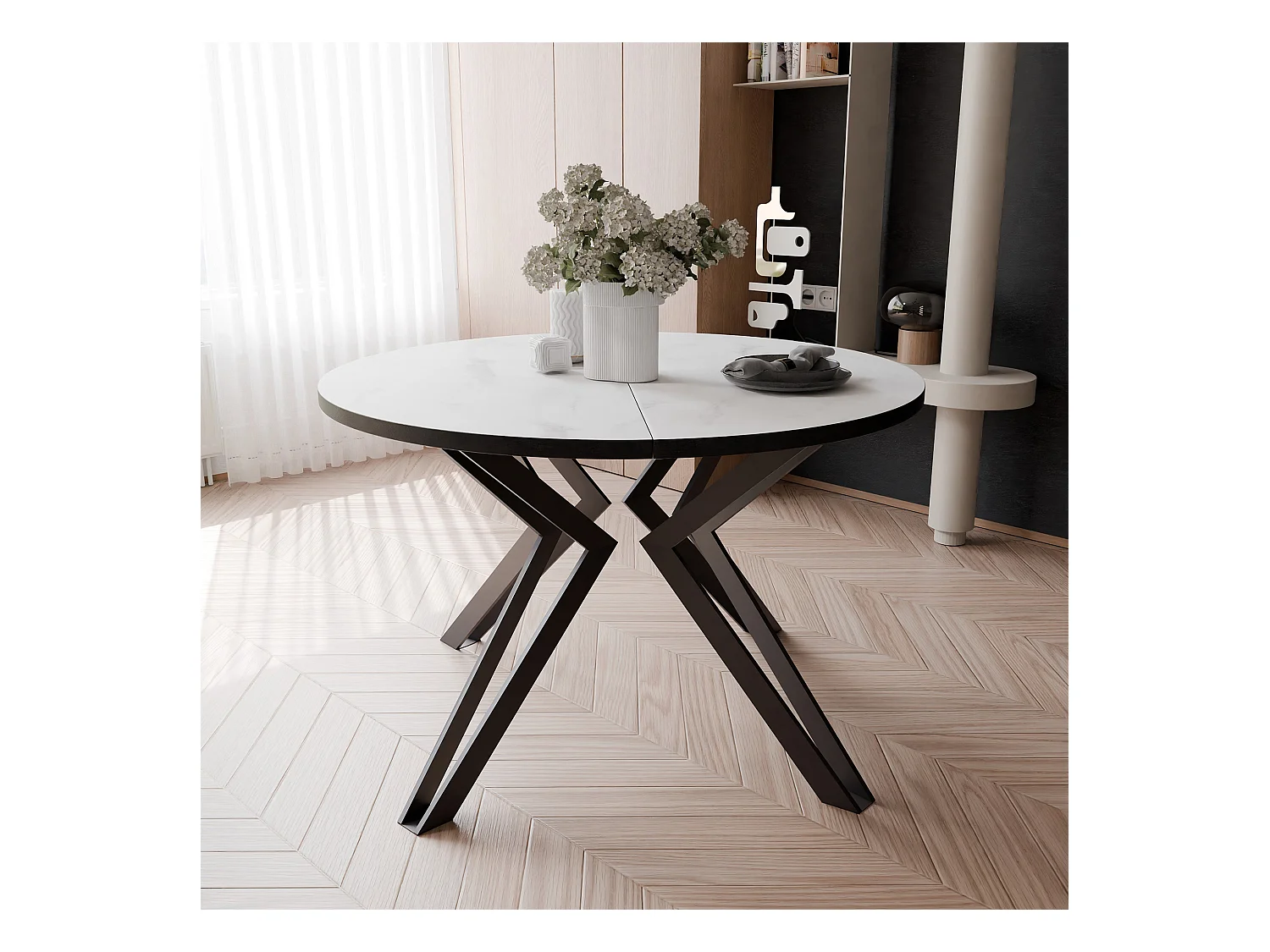 Table extensible marbre bianco