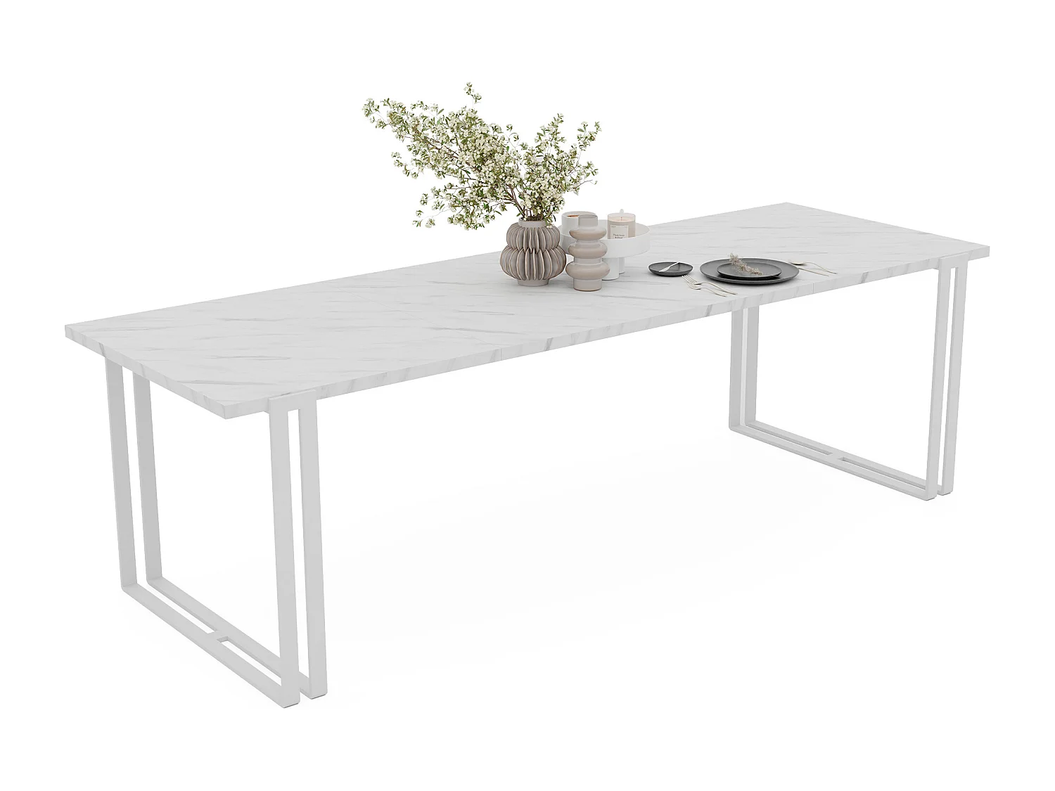 Table extensible marbre bianco, 160x220