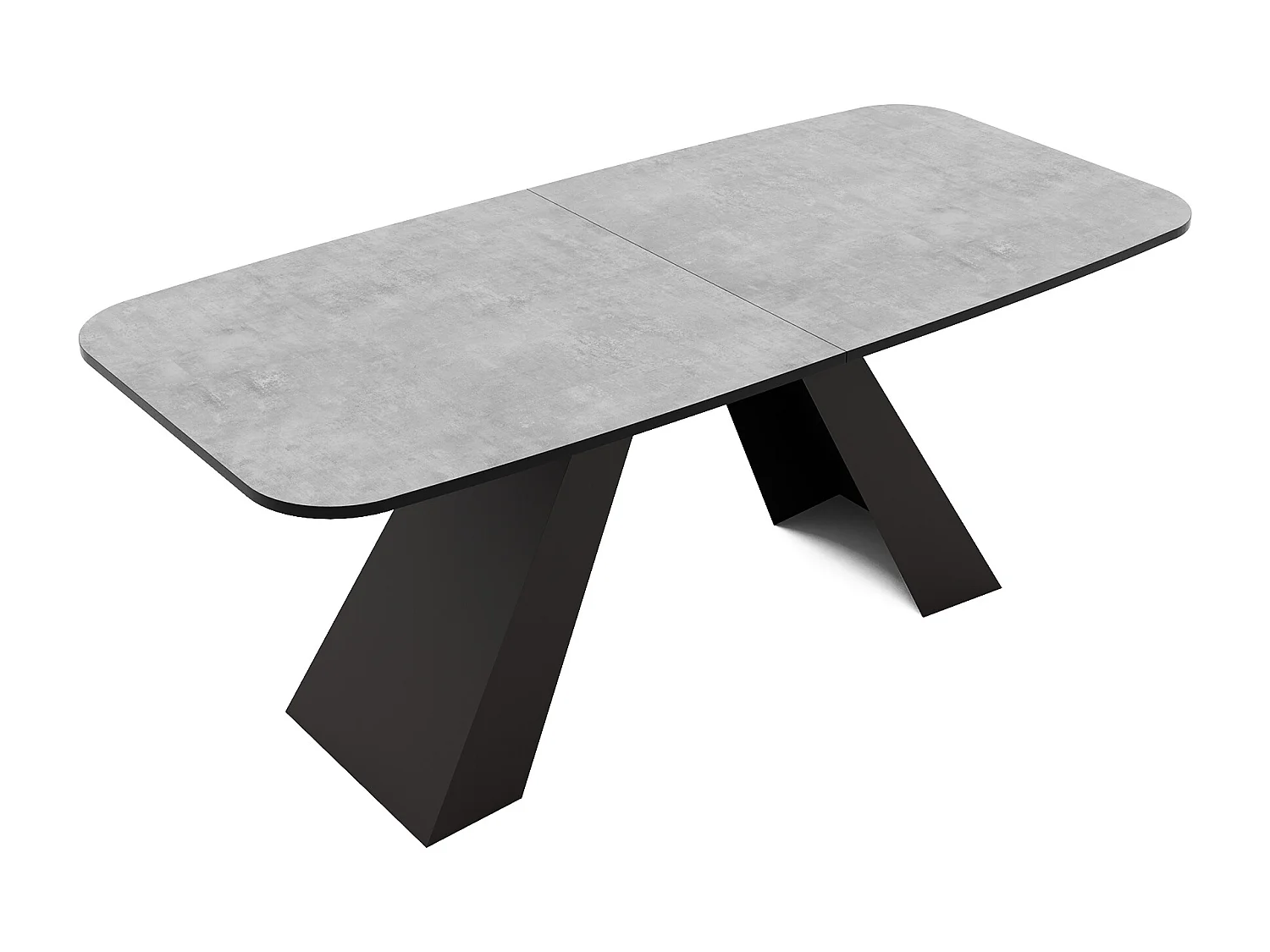 Table à manger extensible 180/218 en MDF, pieds en métal noir, bellato gris
