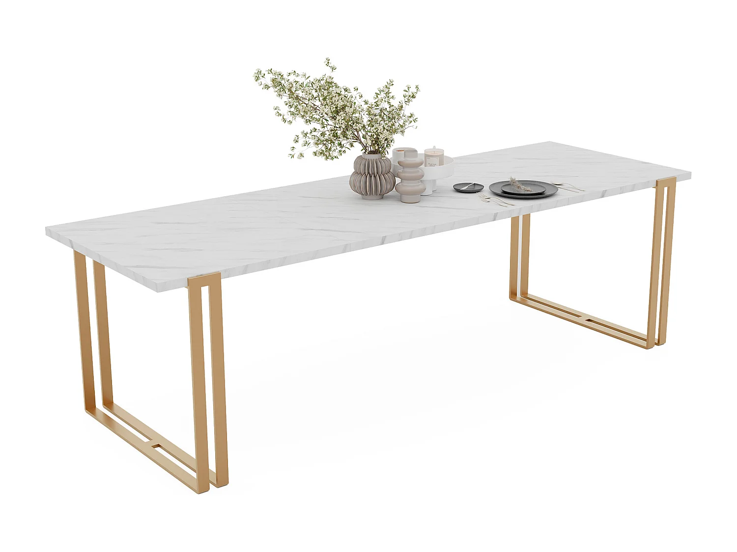 Table extensible marbre bianco, 140x220