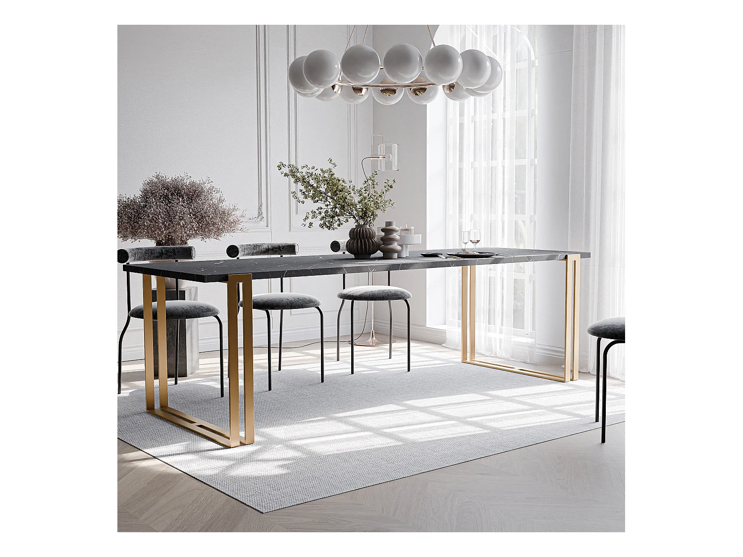 Table extensible grigia pietra, 120x220