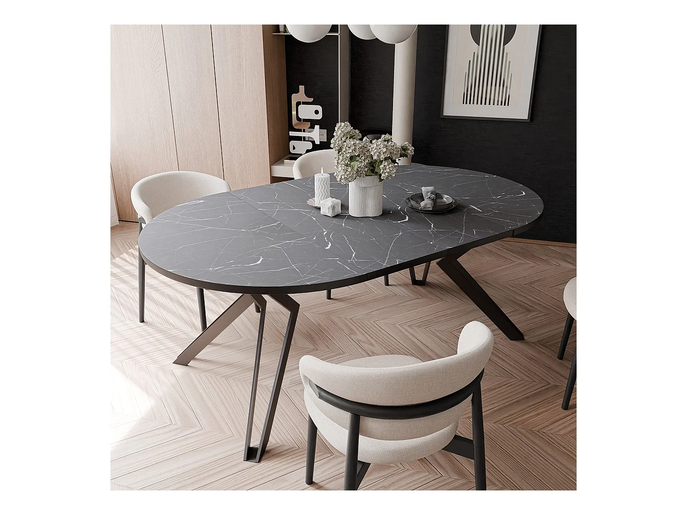 Table extensible grigia pietra