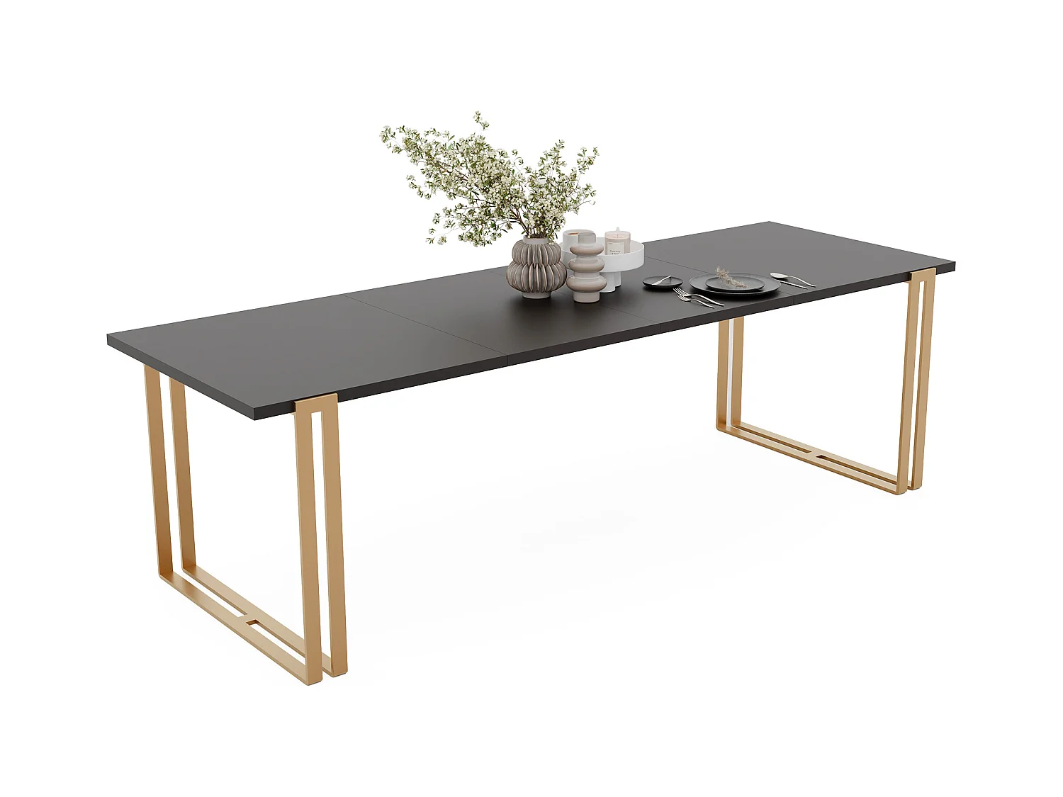 Table extensible molet noir, 120x220