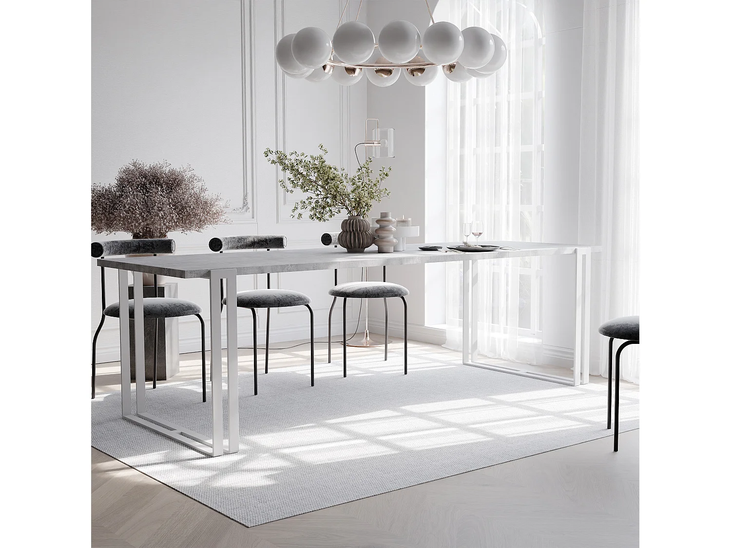 Table extensible bellato gris, 160x220