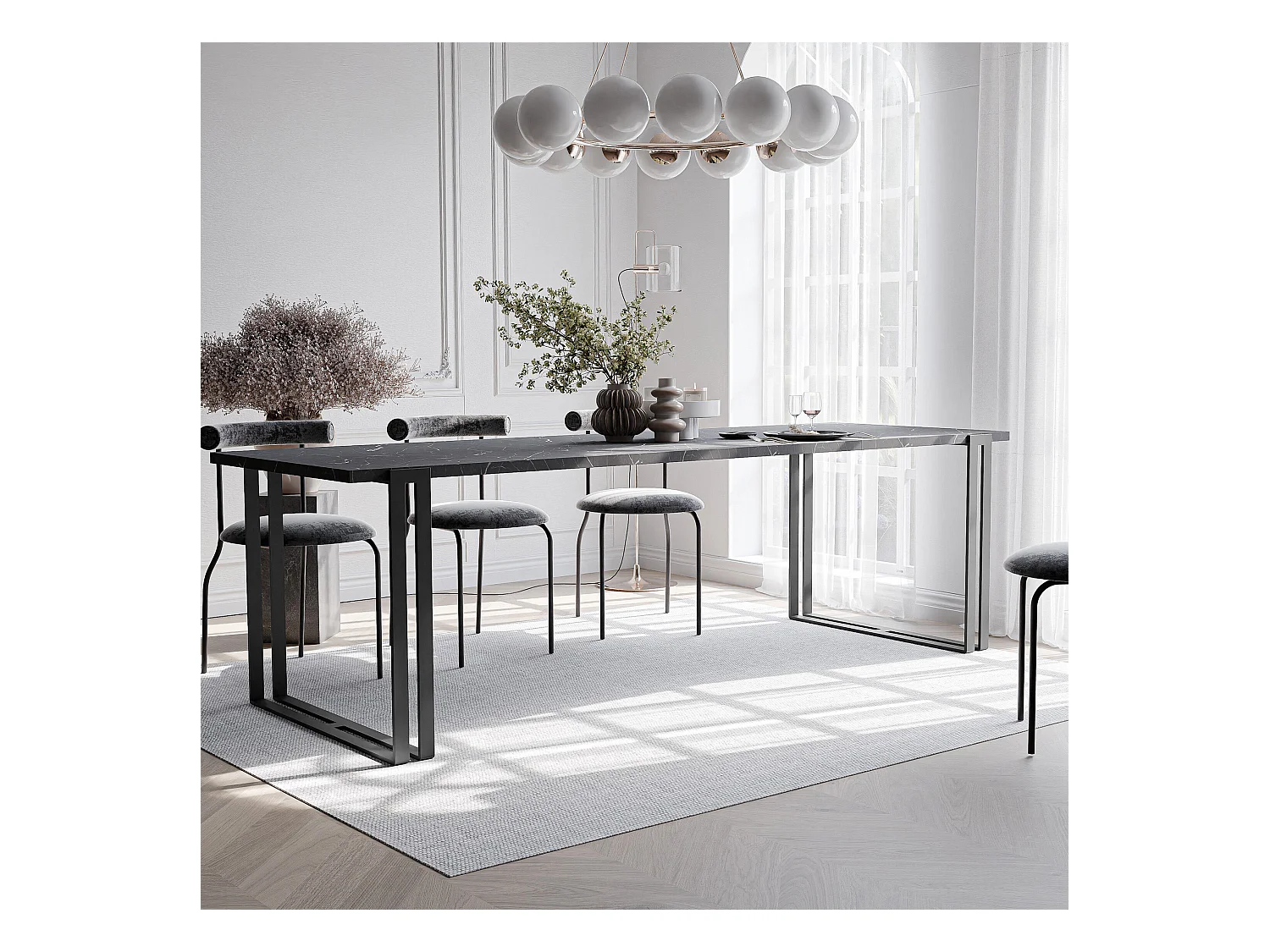 Table extensible grigia pietra, 140x220