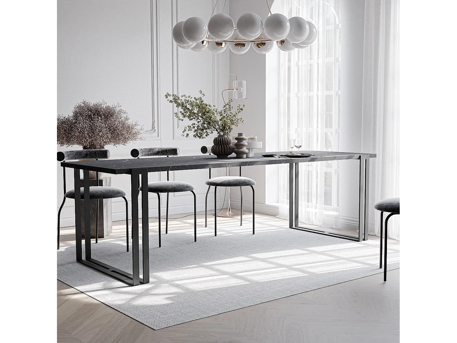 Table extensible grigia pietra, 140x220