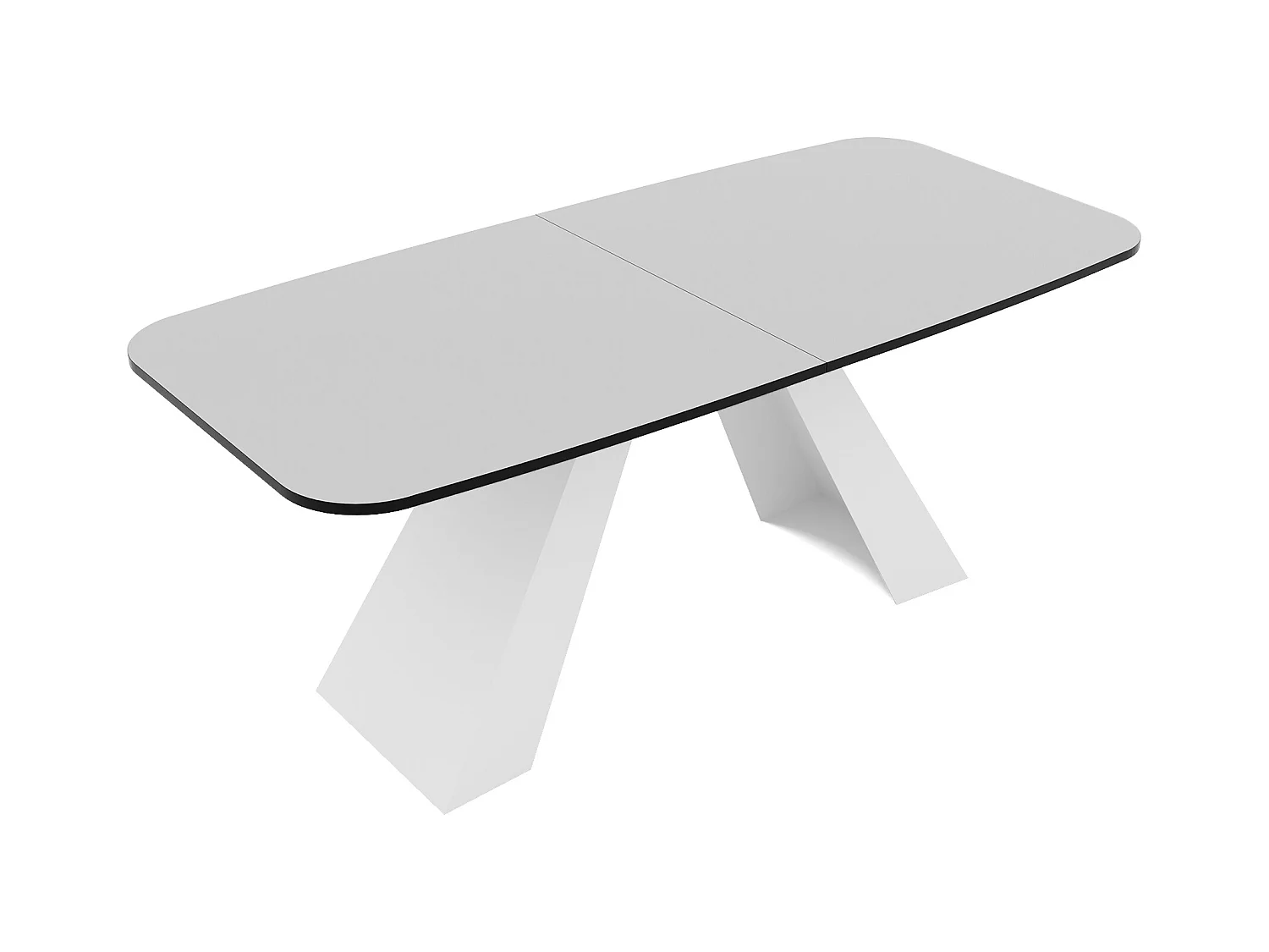 Table à manger extensible 160/198 en MDF, pieds en métal blanc, blanc arctique