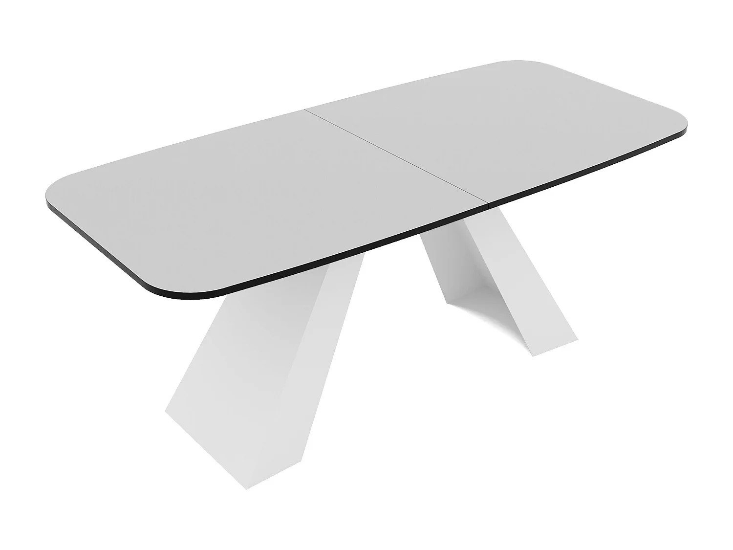 Table à manger extensible 160/198 en MDF, pieds en métal blanc, blanc arctique
