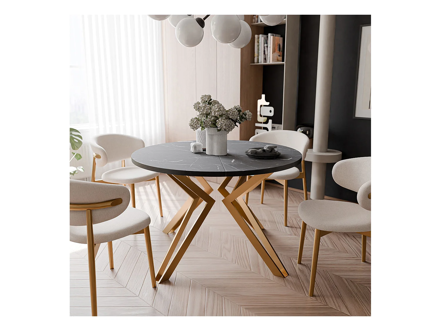 Table extensible grigia pietra