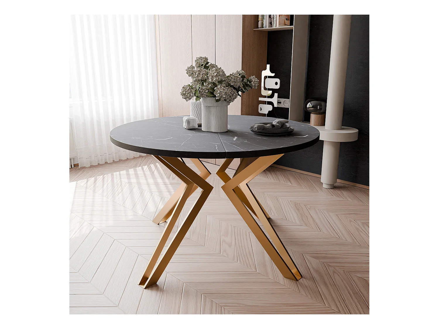 Table extensible grigia pietra