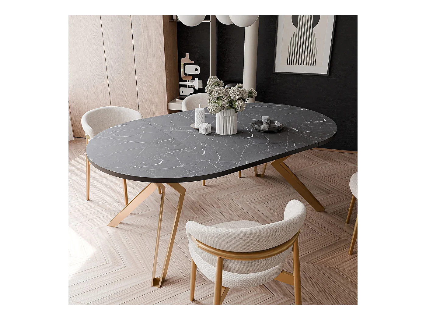 Table extensible grigia pietra