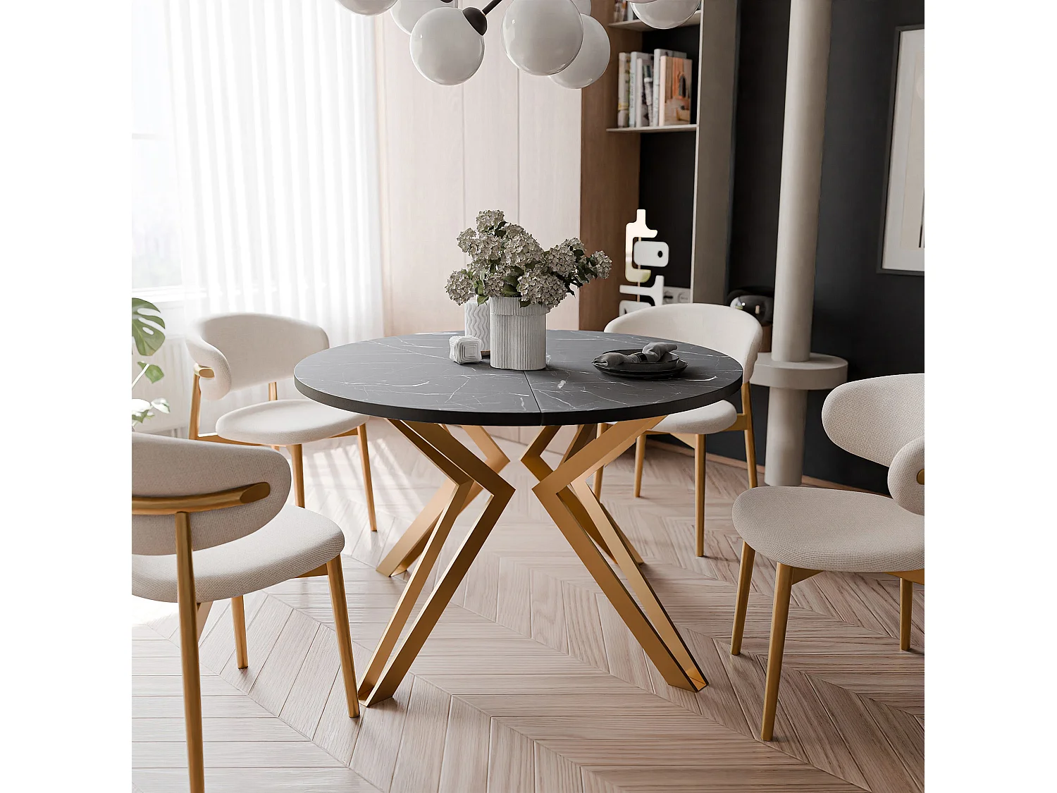 Table extensible grigia pietra