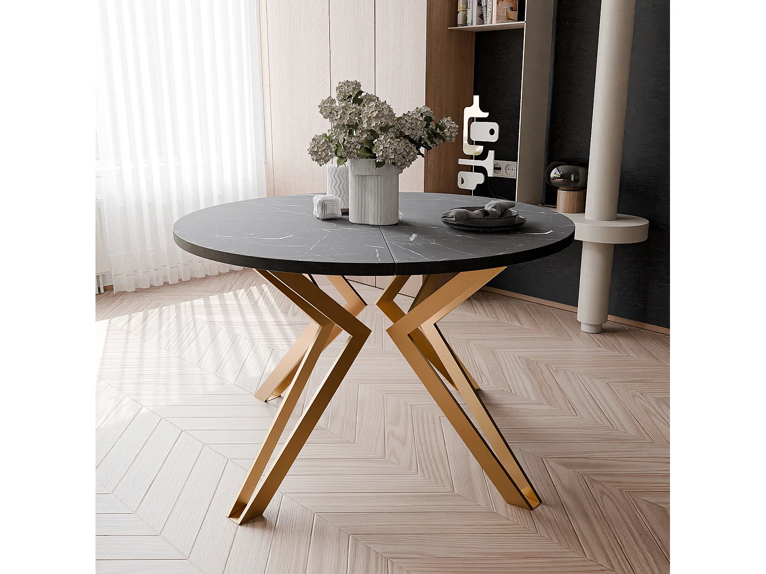 Table extensible grigia pietra