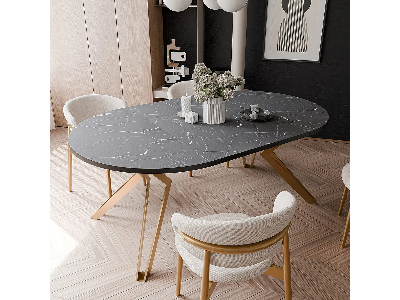 Table extensible grigia pietra