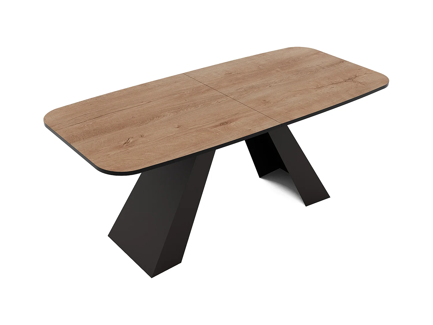 Table à manger extensible 160/198 en MDF, pieds en métal noir, chêne de Lefkas