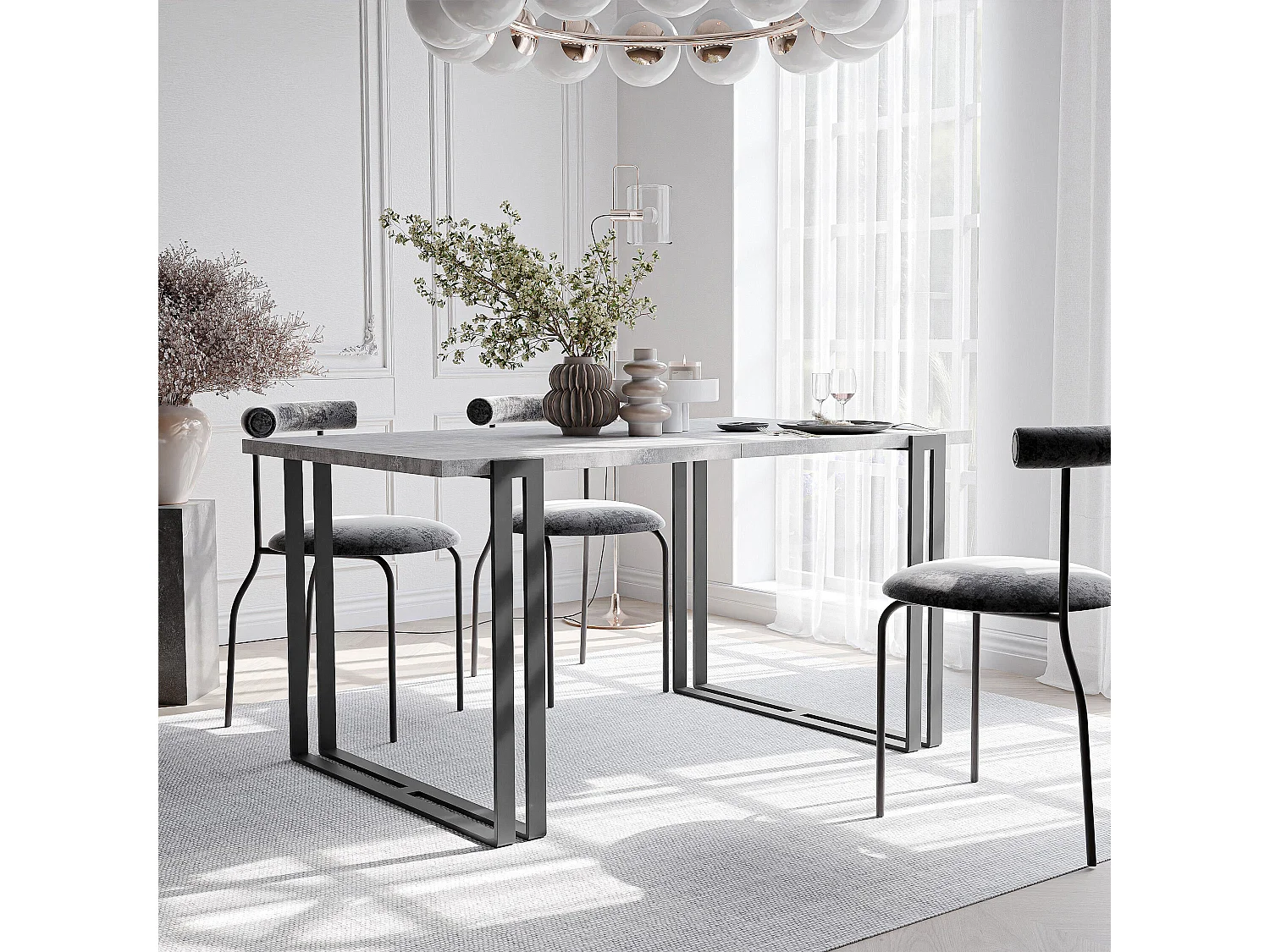 Table extensible bellato gris, 120x220