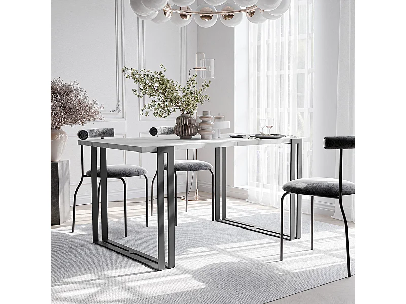 Table extensible marbre bianco, 120x220