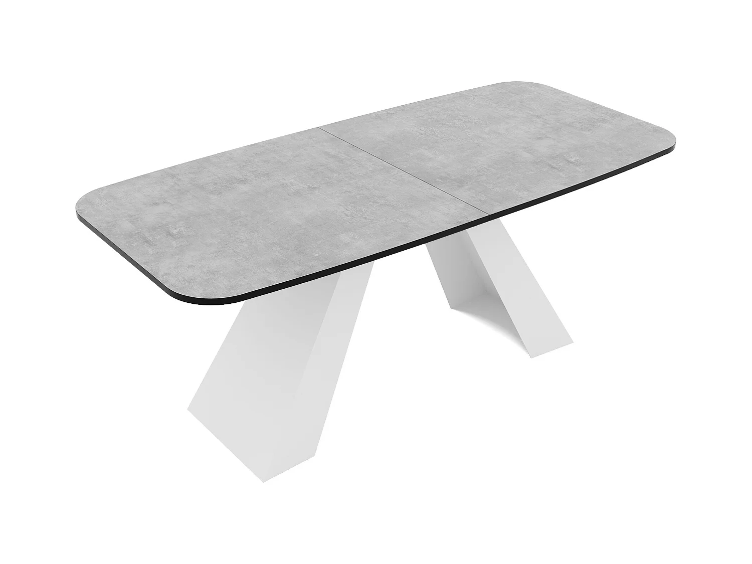 Table à manger extensible 180/218 en MDF, pieds en métal blanc, bellato gris