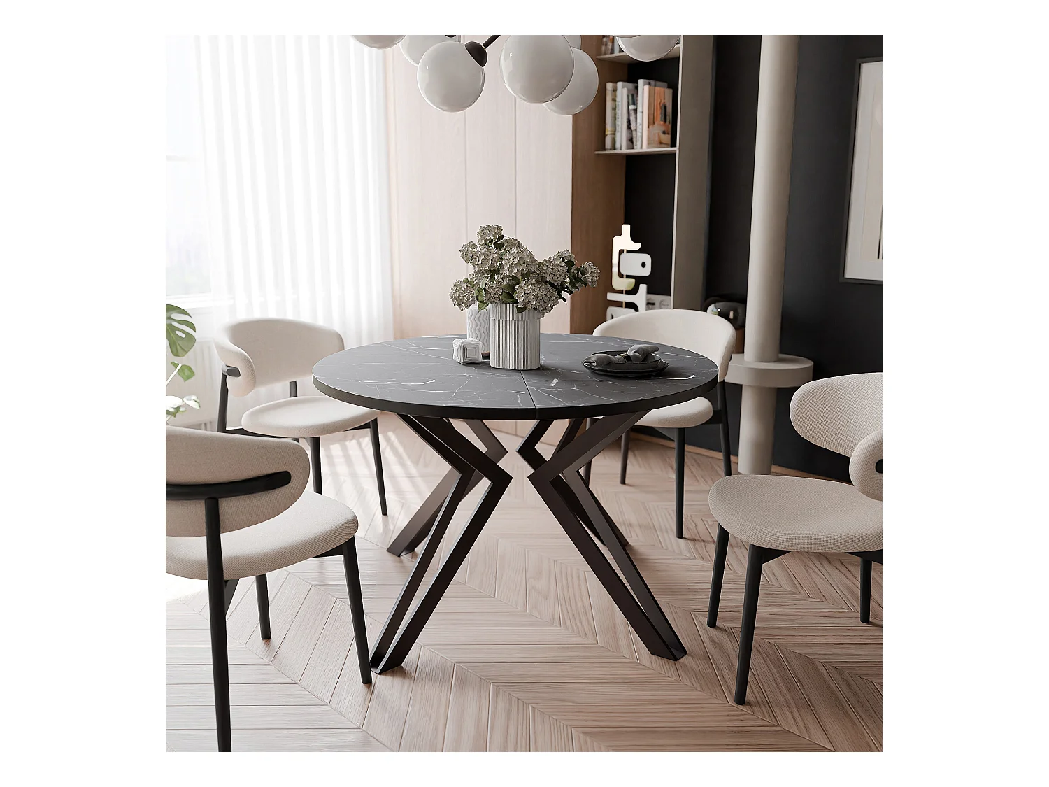 Table extensible grigia pietra