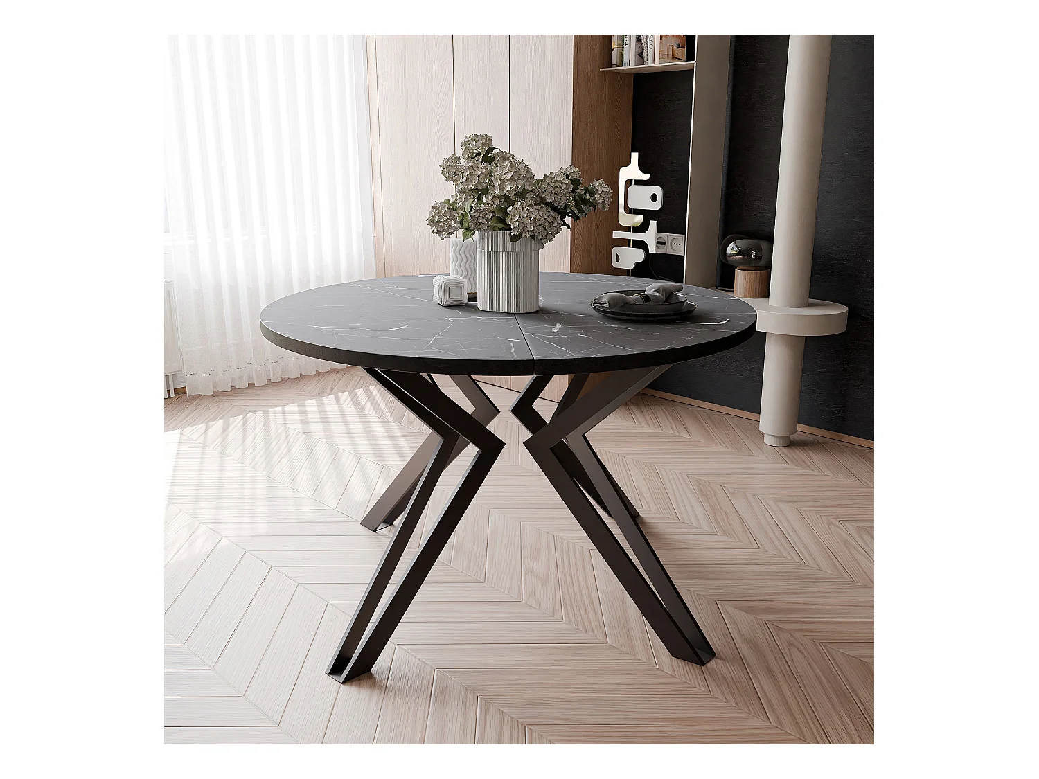 Table extensible grigia pietra