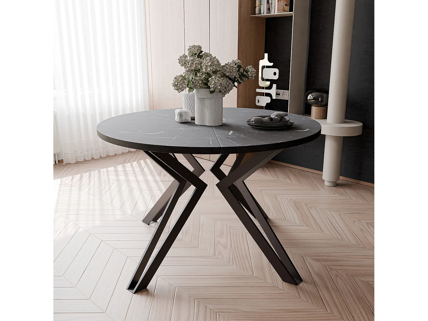 Table extensible grigia pietra