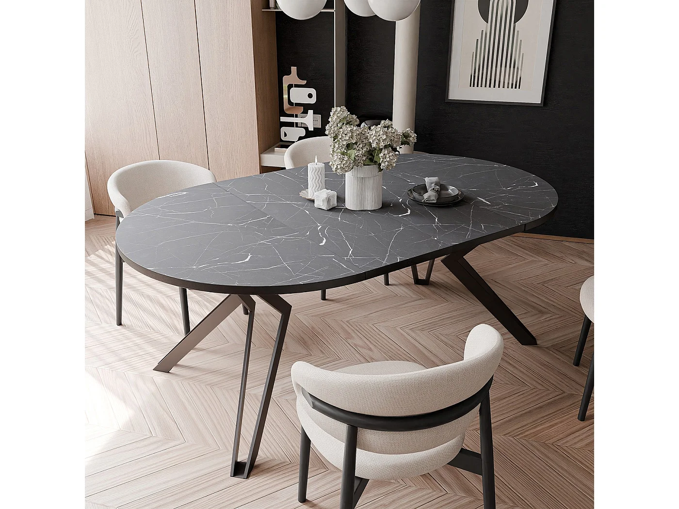 Table extensible grigia pietra