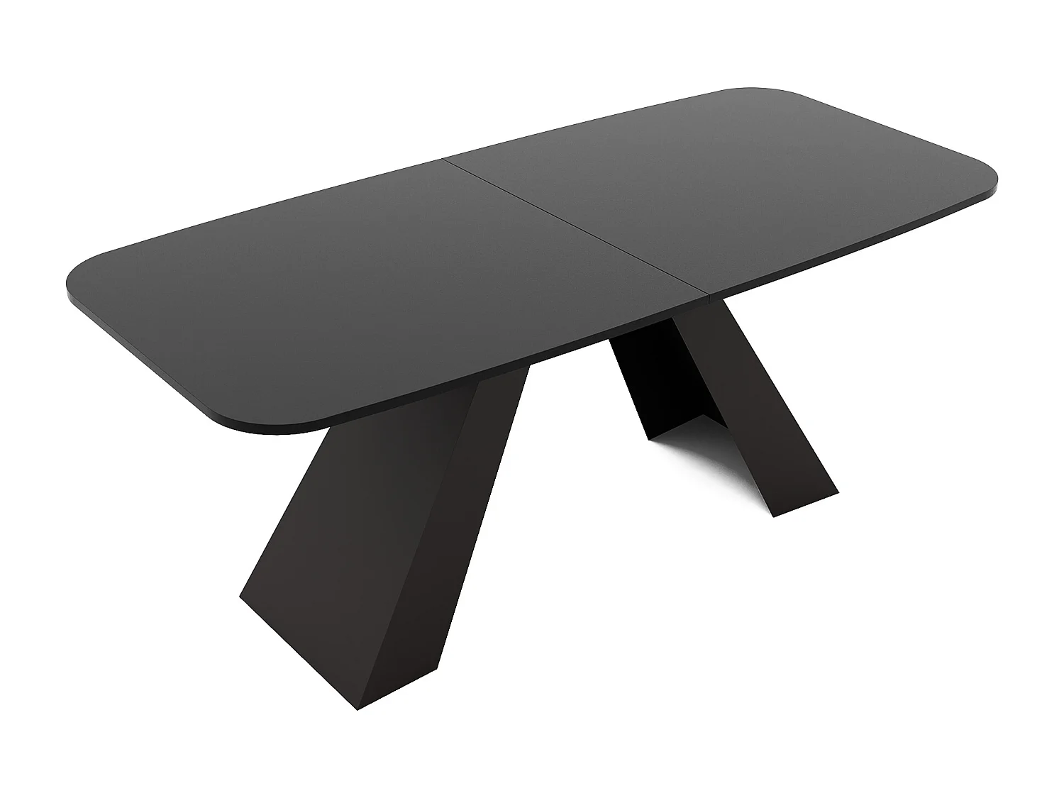 Table à manger extensible 160/198 en MDF, pieds en métal noir, molet noir