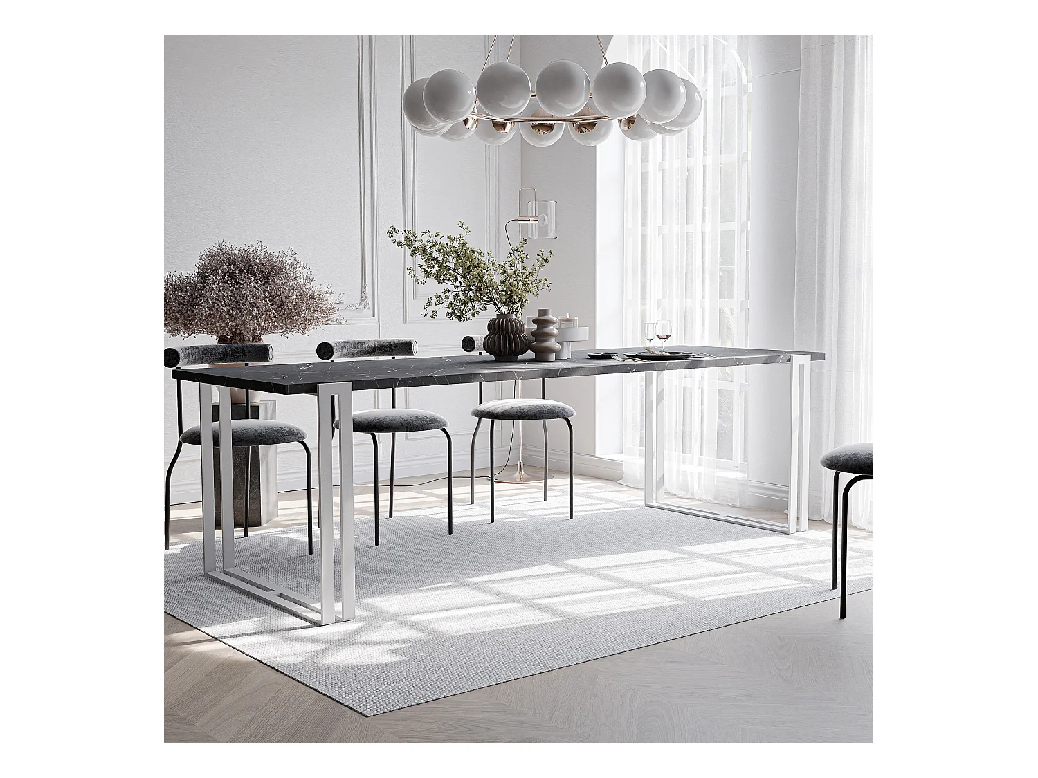 Table extensible grigia pietra, 140x220