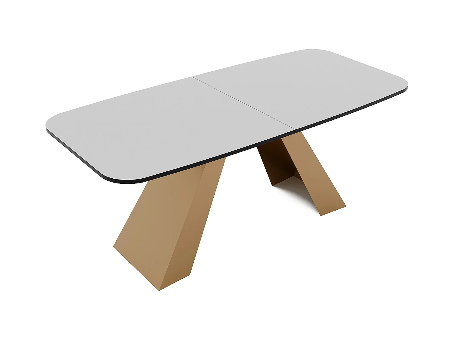 Table à manger extensible 180/218 en MDF, pieds en métal doré, blanc arctique