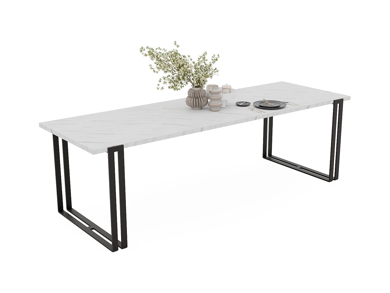 Table extensible marbre bianco, 160x220