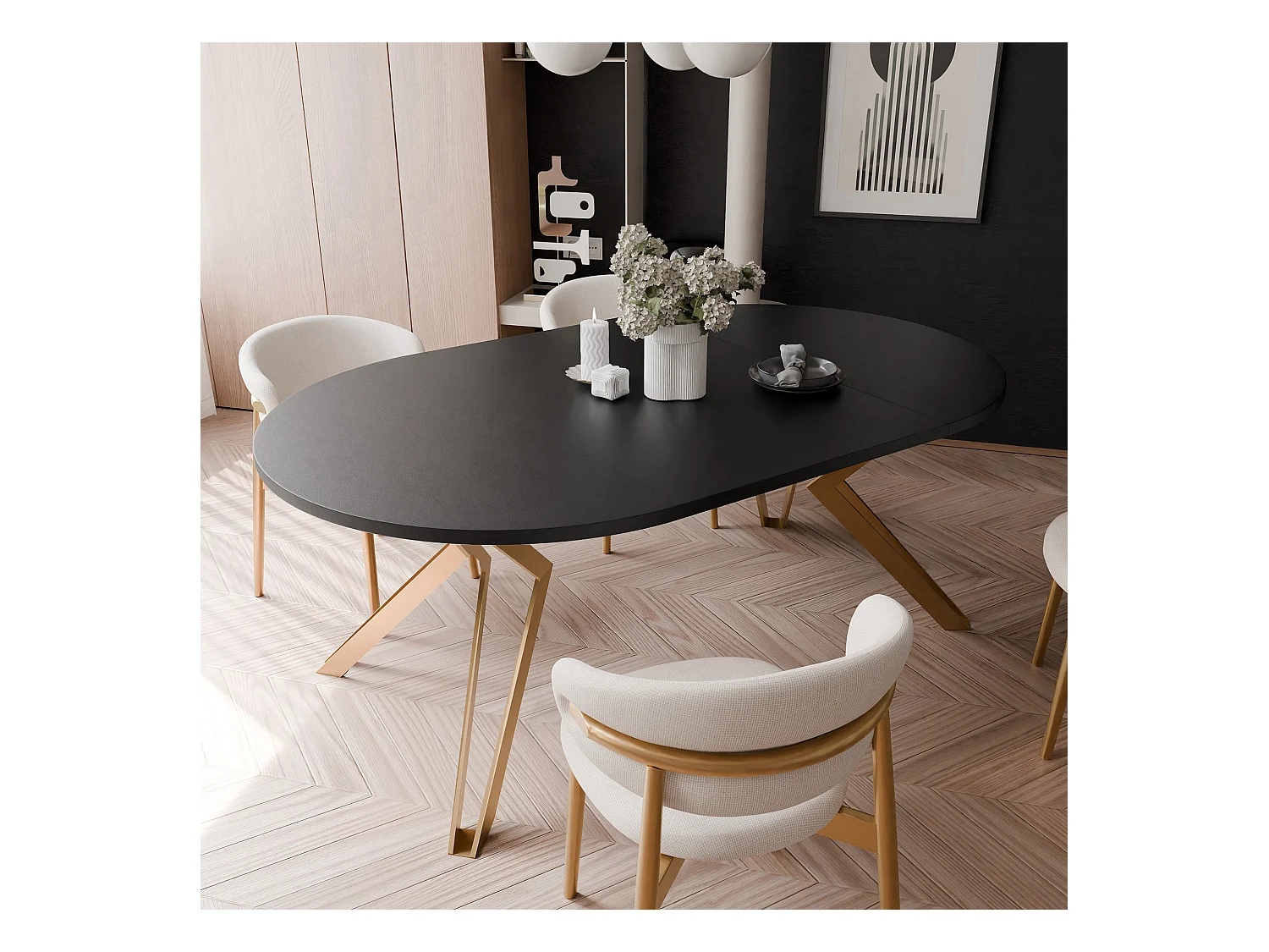 Table extensible molet noir