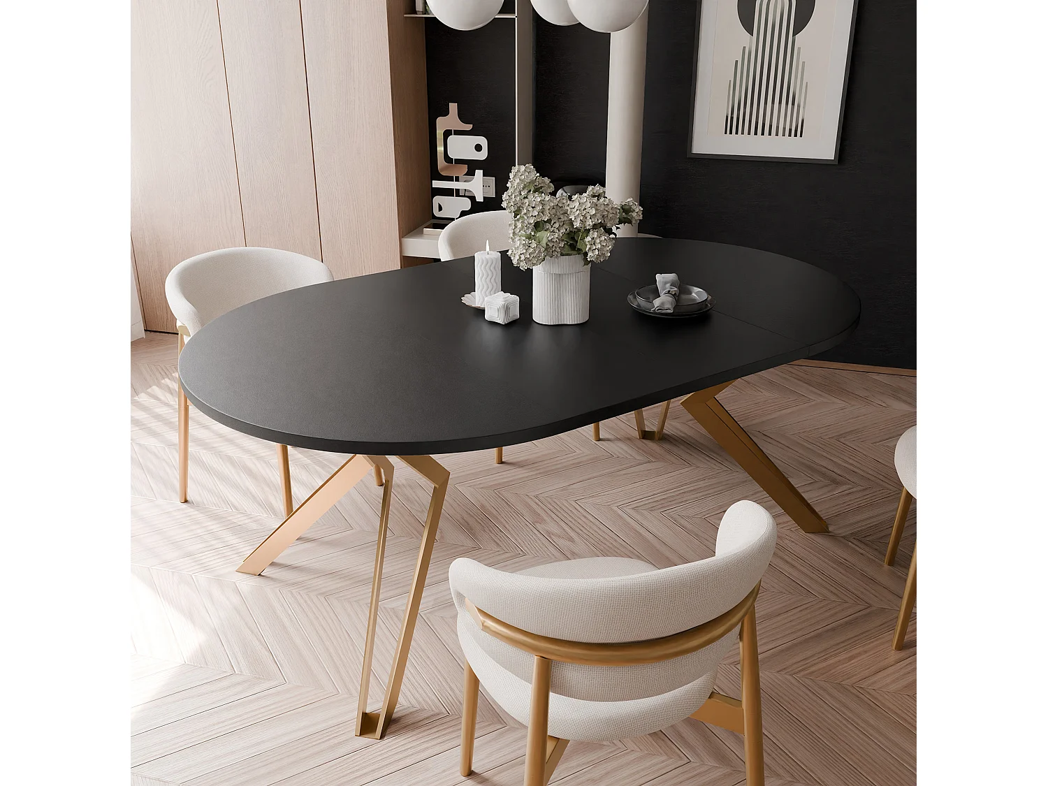 Table extensible molet noir